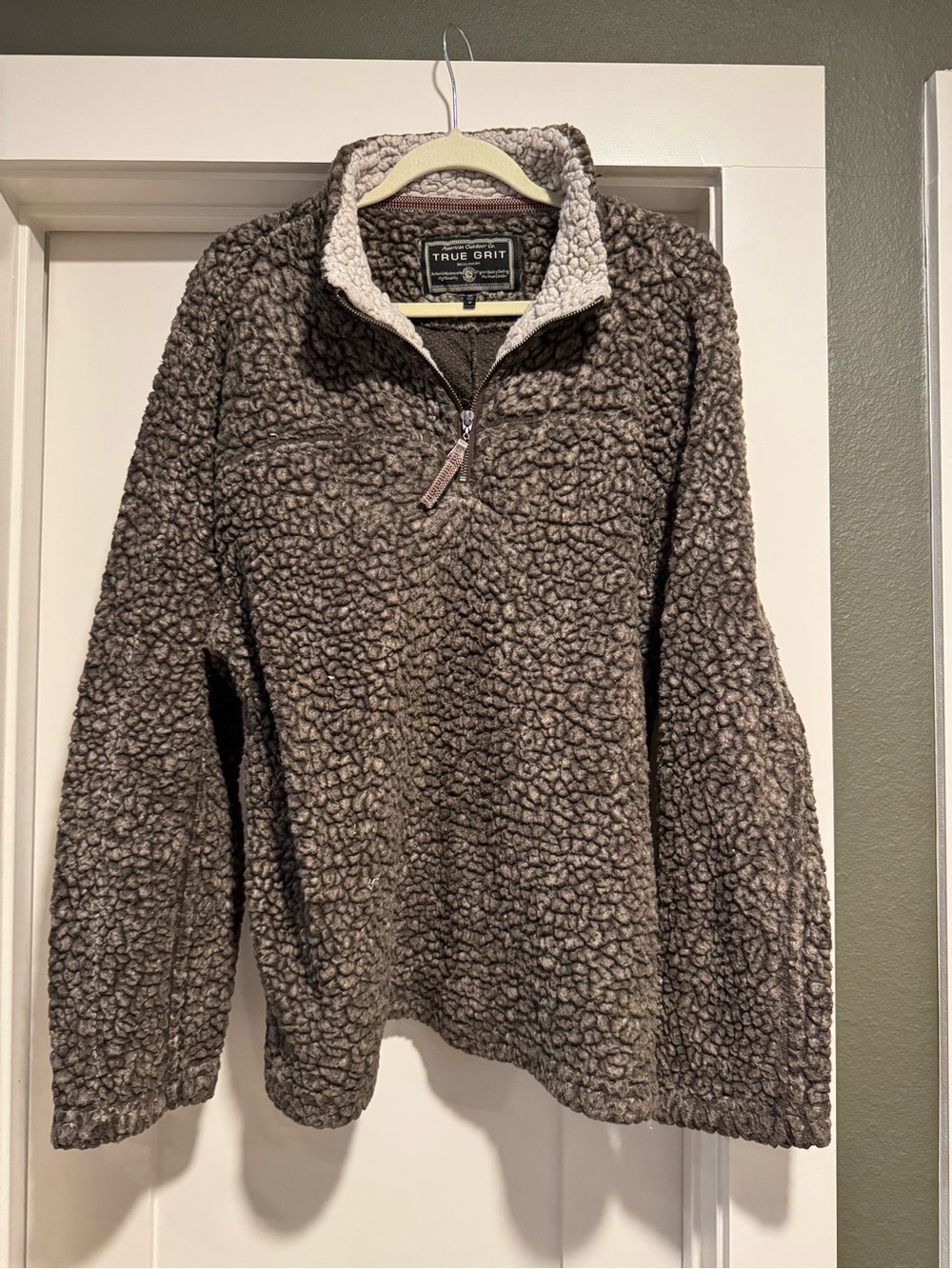True Grit Brown Sherpa Quarter-Zip Pullover Sweater